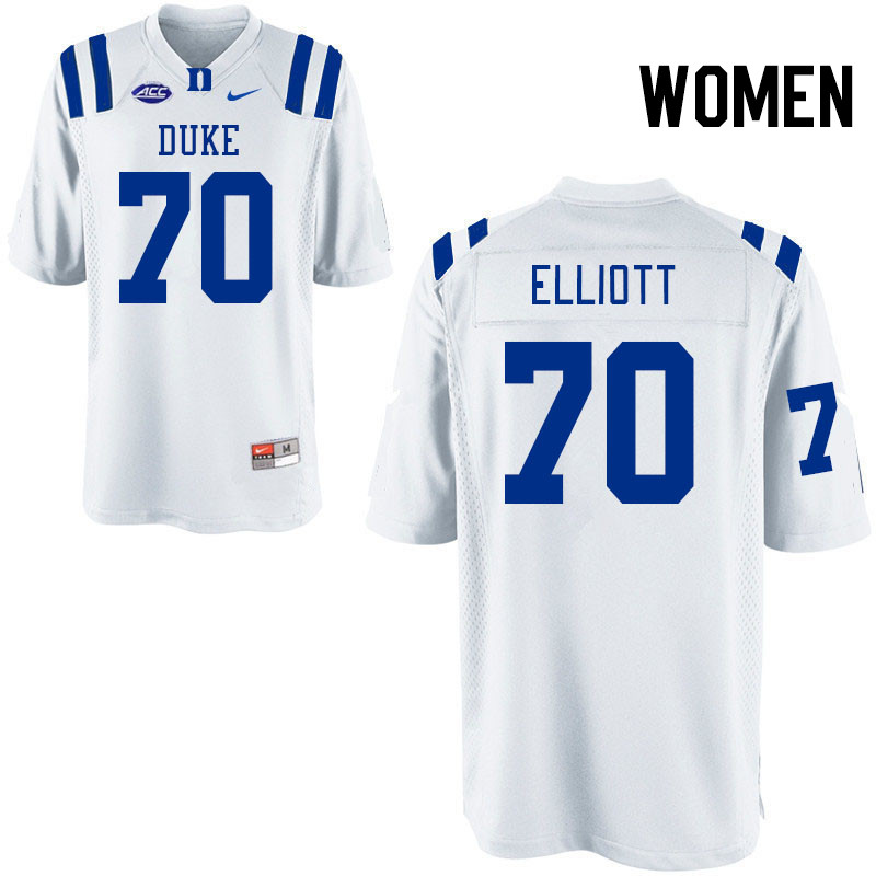 Women #70 Scott Elliott Duke Blue Devils College Football Jerseys Stitched Sale-White